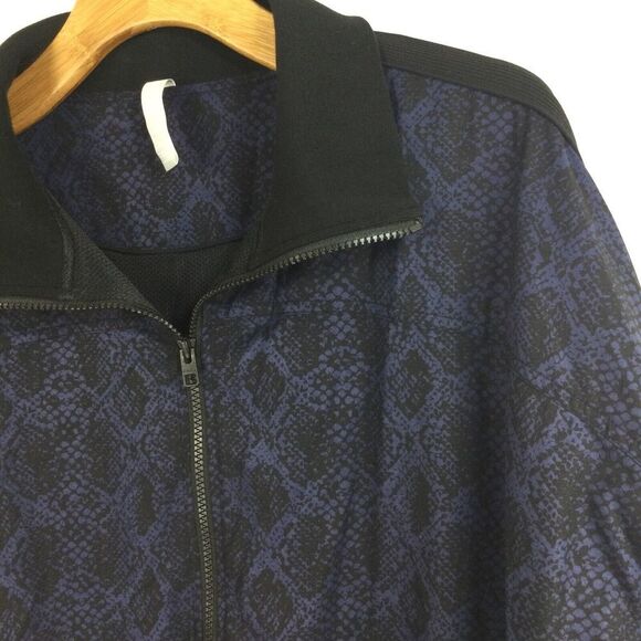 Athleta Women Brooklyn Bomber Track Python Print Full Zip Jacket Blue Sz XLarge - Picture 2 of 10